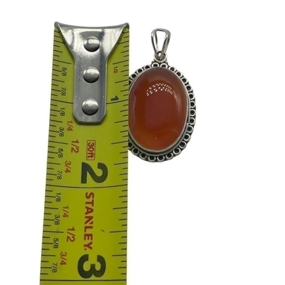 Red Onyx Gemstone Sterling Silver 925 Pendant 2in